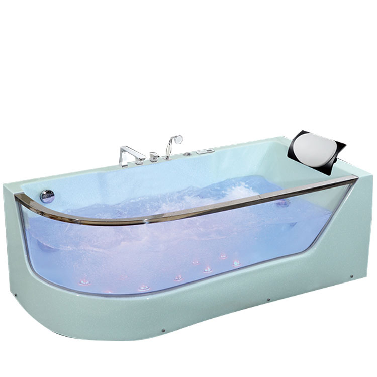 HS-B307 one person corner transparent tempered glass side 1650mm bathtub