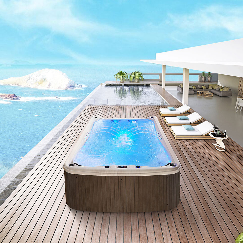 Hydrotherapy Fiberglass Hot Tub Shipping Container Above Ground Prefabricated Whirlpool Large Swimming Pool