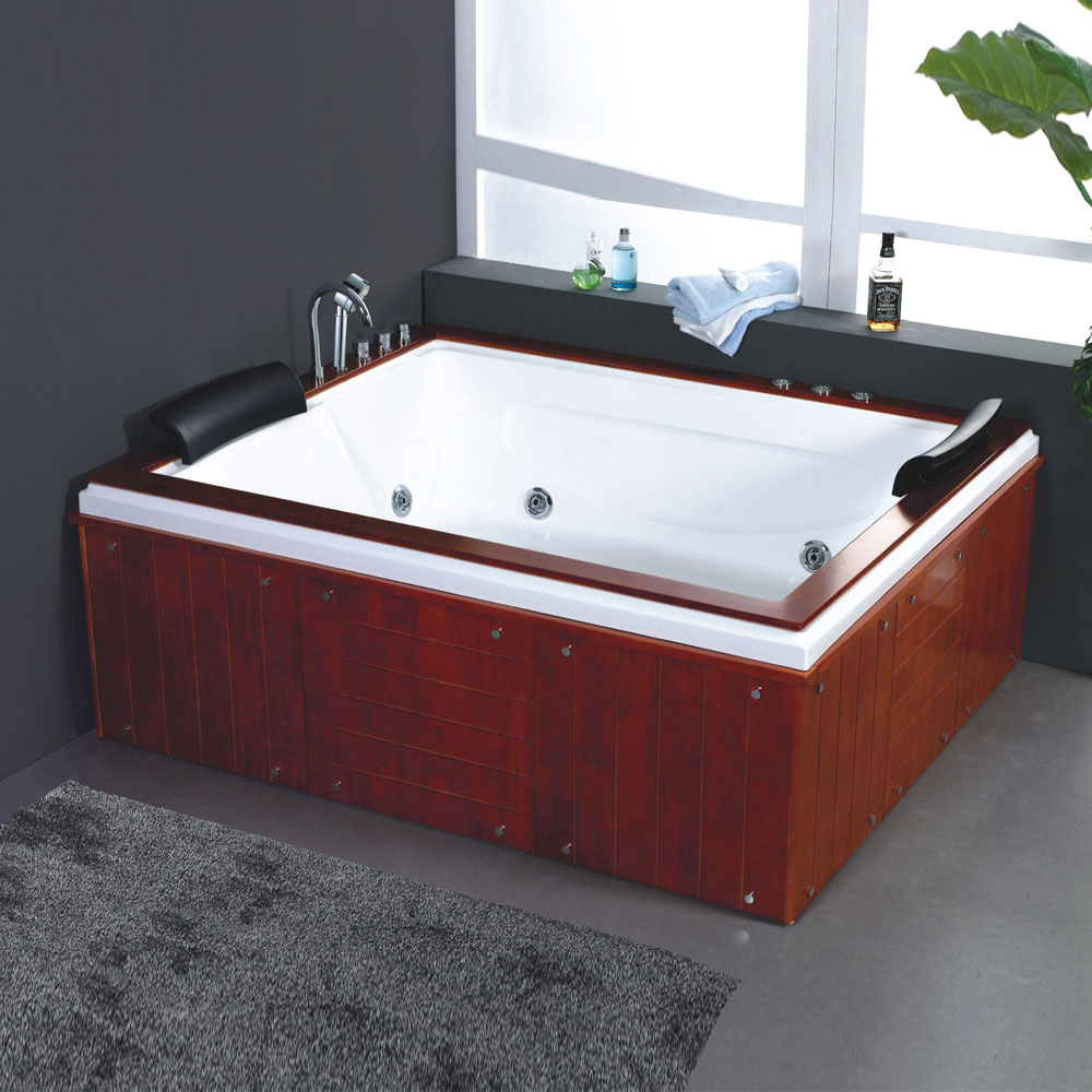 HS-B283 double whirlpool tubs/ wooden frame bathtub/ whirlpool 180x150