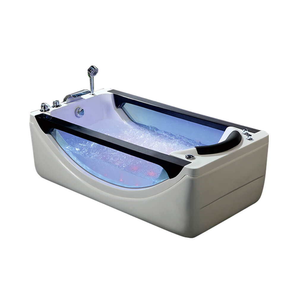 1.6M Length Freestanding Acrylic Transparent Tempered Glass Side Bathtub For 1 People