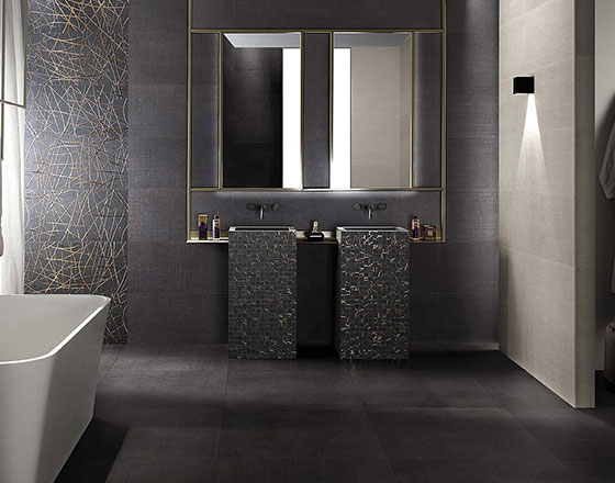 black wall floor tiles