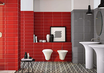red wall floor tiles