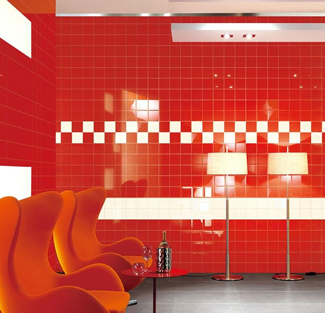 red wall floor tiles