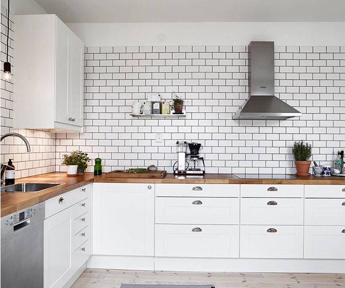 white kitchen tiles