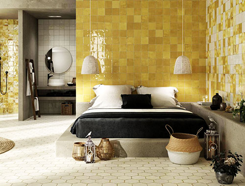 yellow wall floor tiles