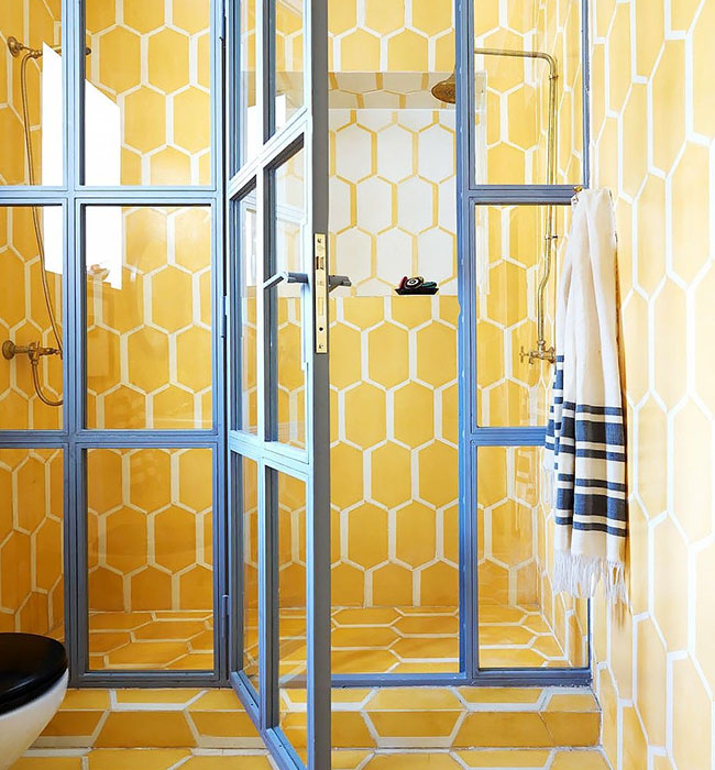 yellow wall floor tiles